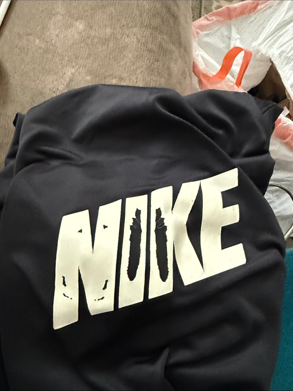 Nike Black Pullover with Distressed White NIKE Print
